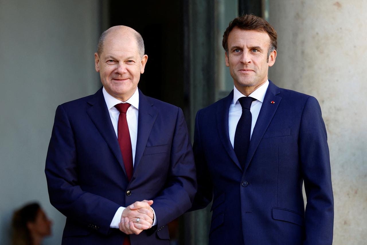 France's Macron and Germany's Scholz at the Elysee Palace in Paris