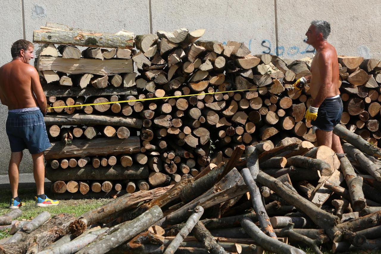 Karlovac: Priprema drva za ogrijev tijekom jednog od najtoplijeg dana