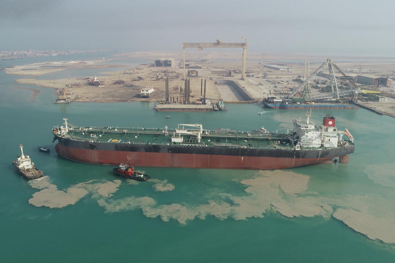 The second Aframax-sized oil tanker sold to Venezuela is seen in Bushehr coast