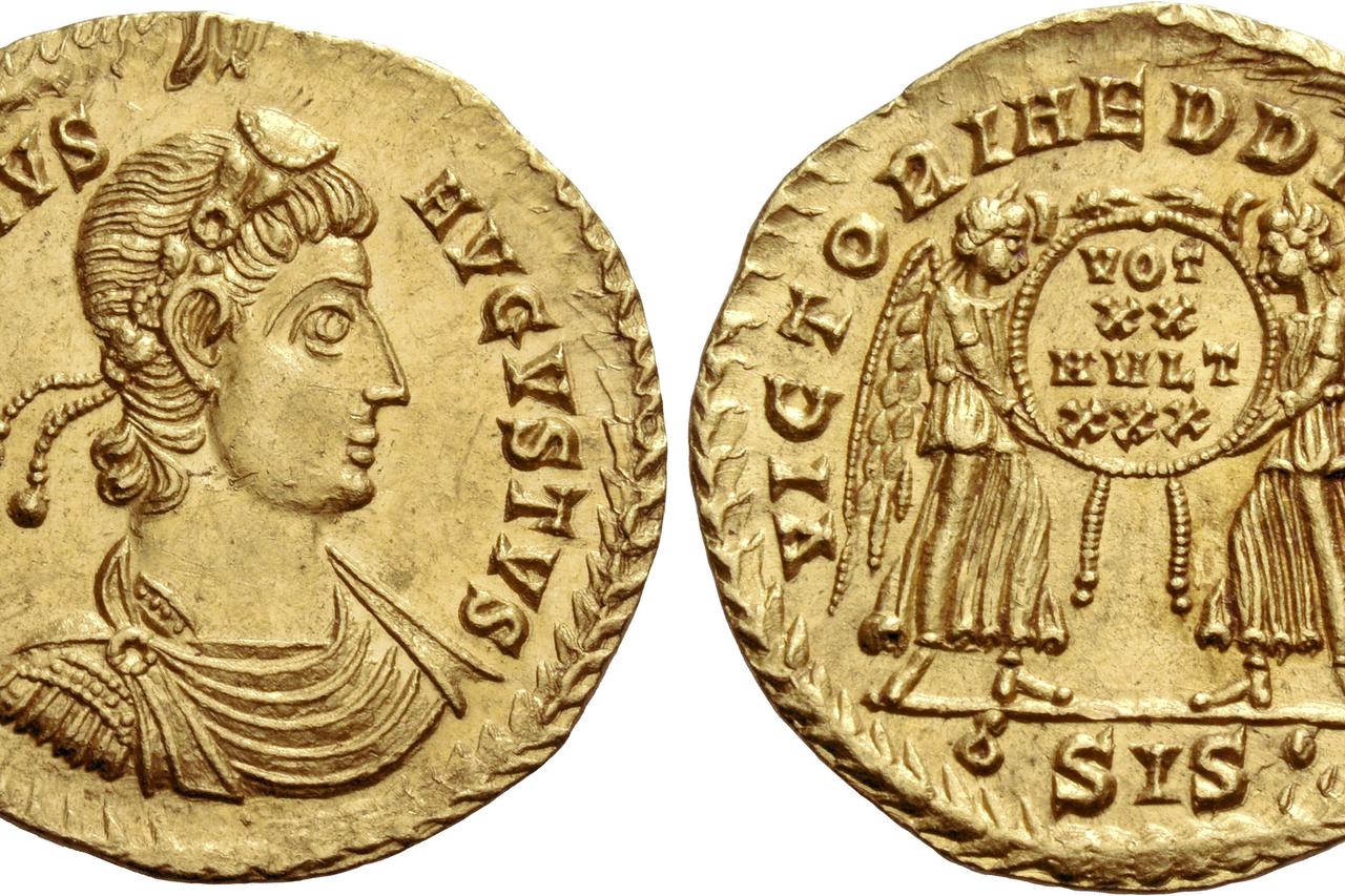 Zlatnik rimskog cara Konstancija Drugog kovan u Sisku sredinom 4. stoljeća
