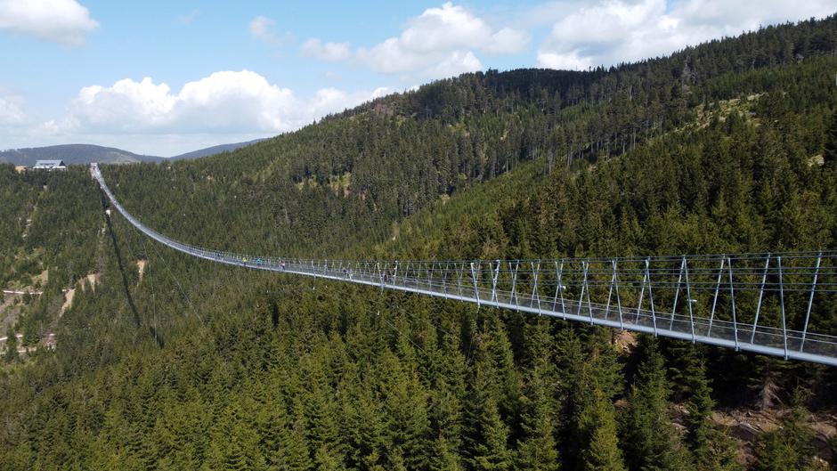 Newly opened world's longest suspension bridge in Dolni Morava