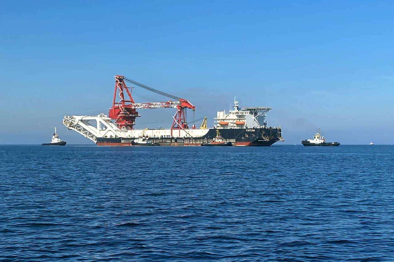 FILE PHOTO: The pipe-laying vessel Fortuna makes its way to Wismar