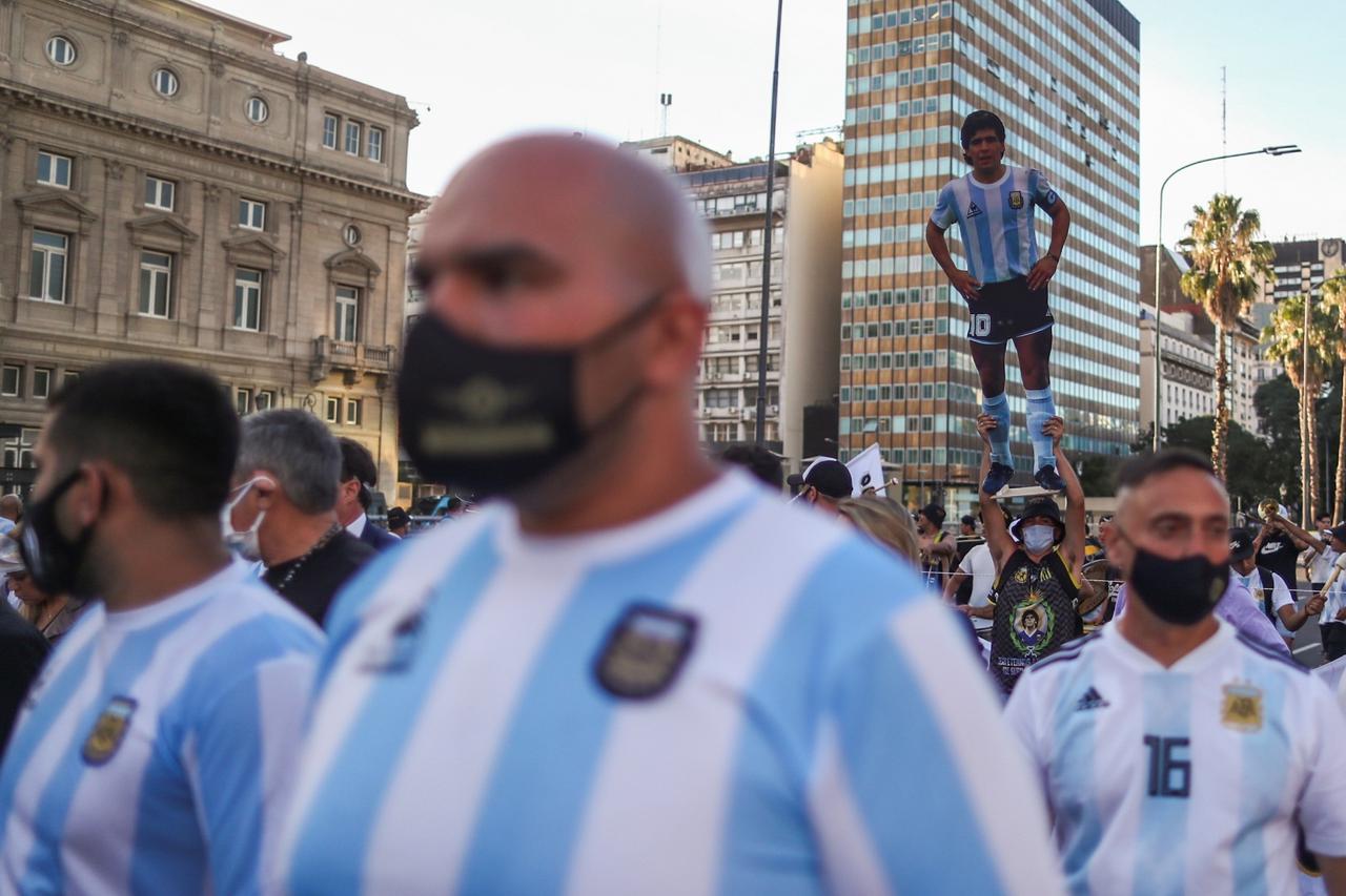 Argentines protest to demand justice after the death of soccer legend Diego Armando Maradona, in Buenos Aires