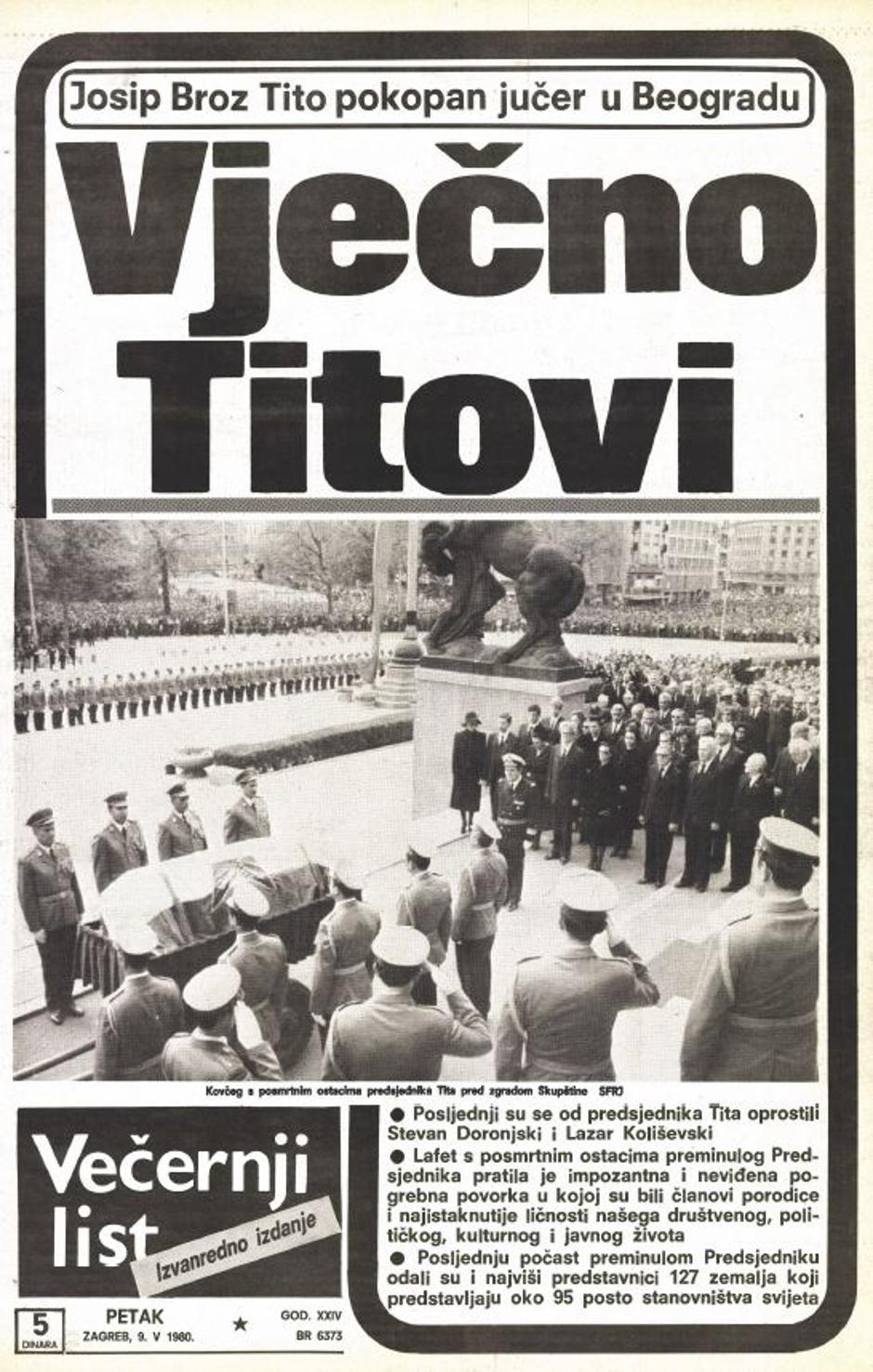 Naslovnica VL - umro drug Tito