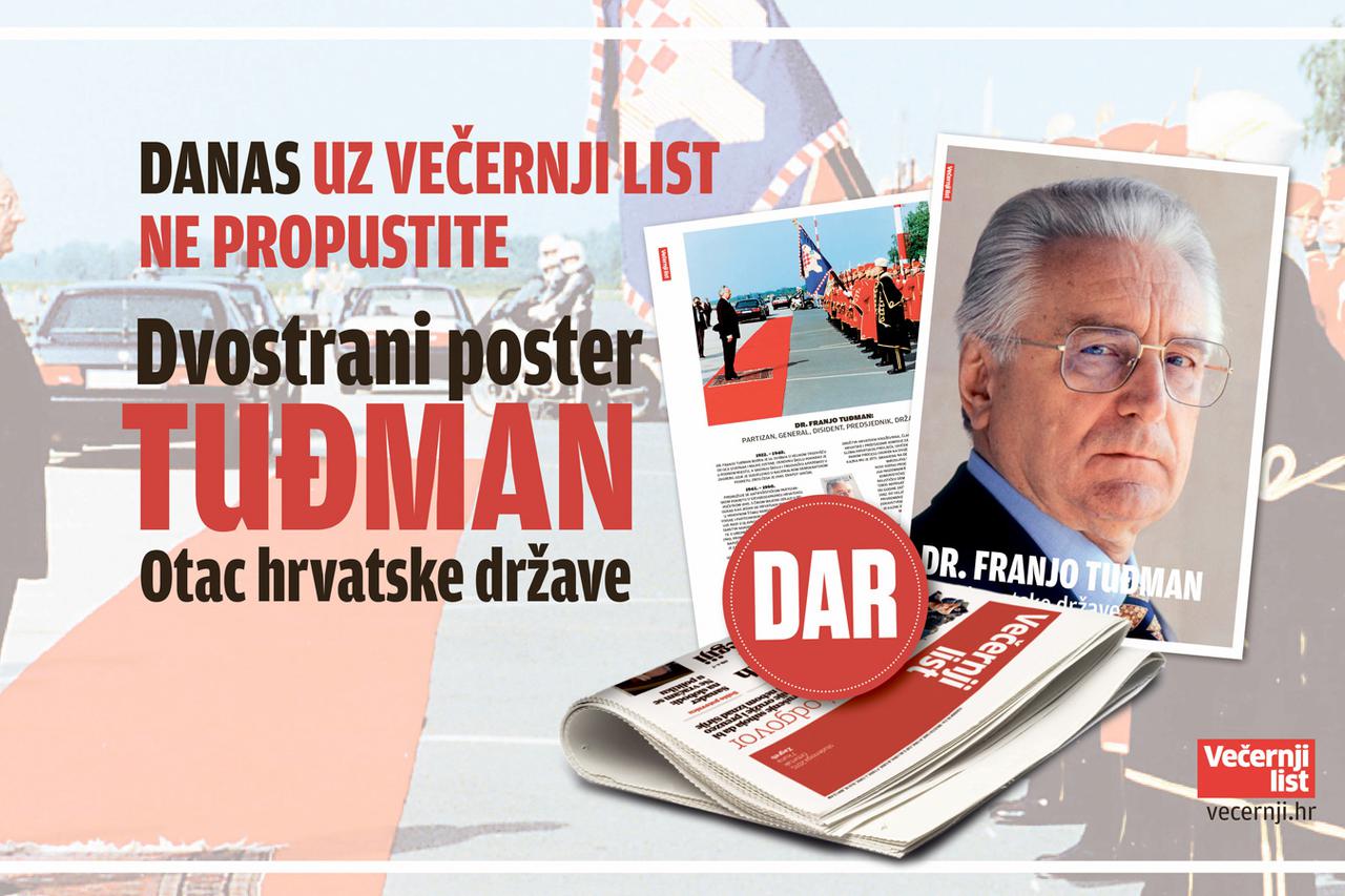 Dvostrani poster dr. Tuđmana na DAR uz Večernji list