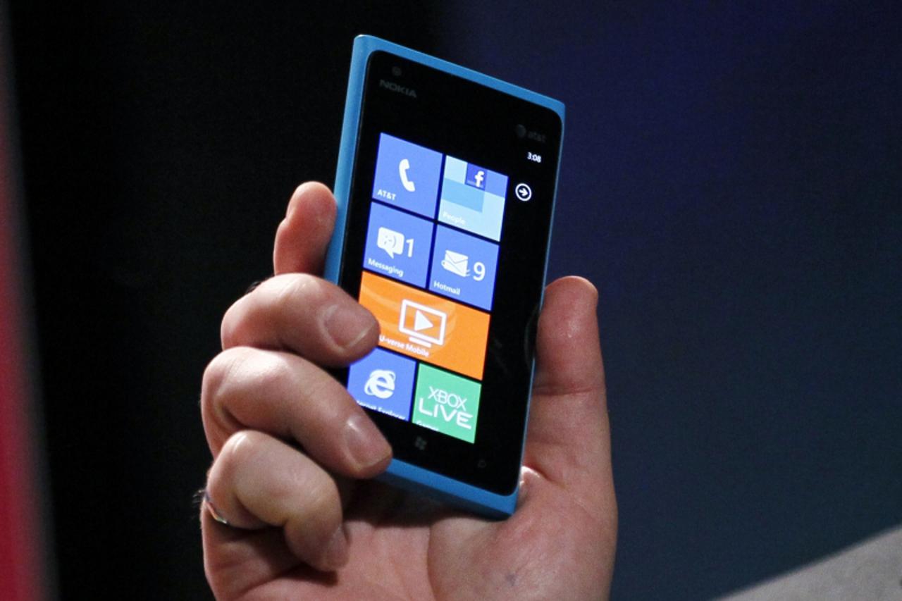 'File photo of a Nokia Lumia 900 smartphone at the Consumer Electronics Show opening in Las Vegas January 9, 2012. Struggling cellphone maker Nokia has found a software bug in its new flagship Lumia 9