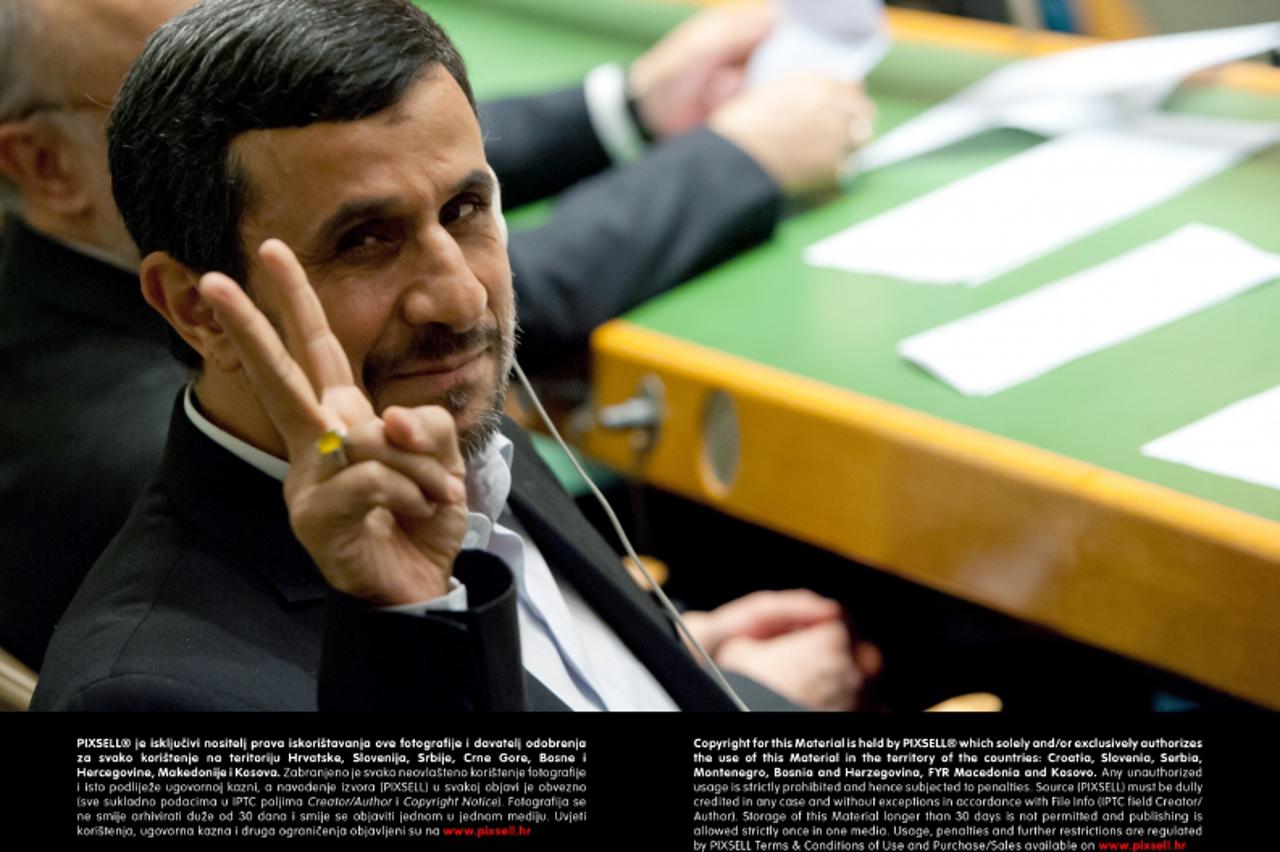 'President of the Islamic Republic of Iran Mahmoud Ahmadinejad sits before his speech at the 67th meeting of the General Assembly at the United Nations in New York, USA, 26 September 2012. Photo: Sven