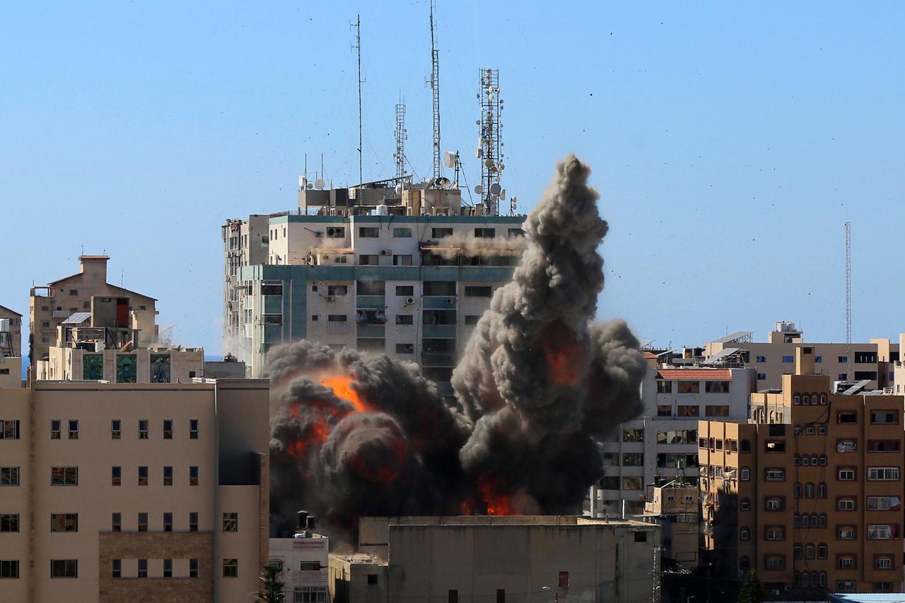 An Israeli Air Strike Demolished the 13-floor Building Housing World Press Offices in Gaza