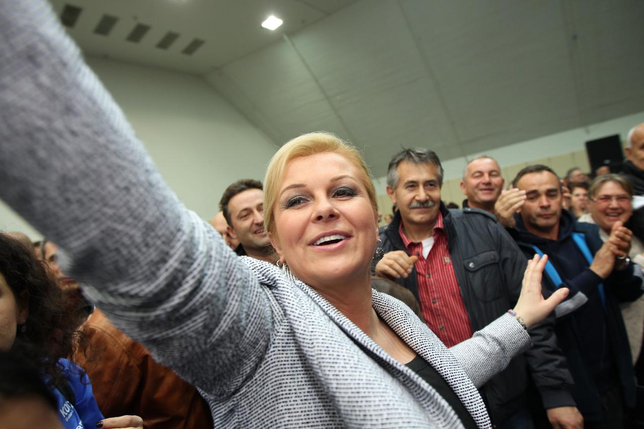 13.12.2014., Zadar - Preizborna kampanja za predsjednicke izbore kandidatkinje Kolinde Grabar Kitarovic. Predizborni skup u dvorani Visnjik.  