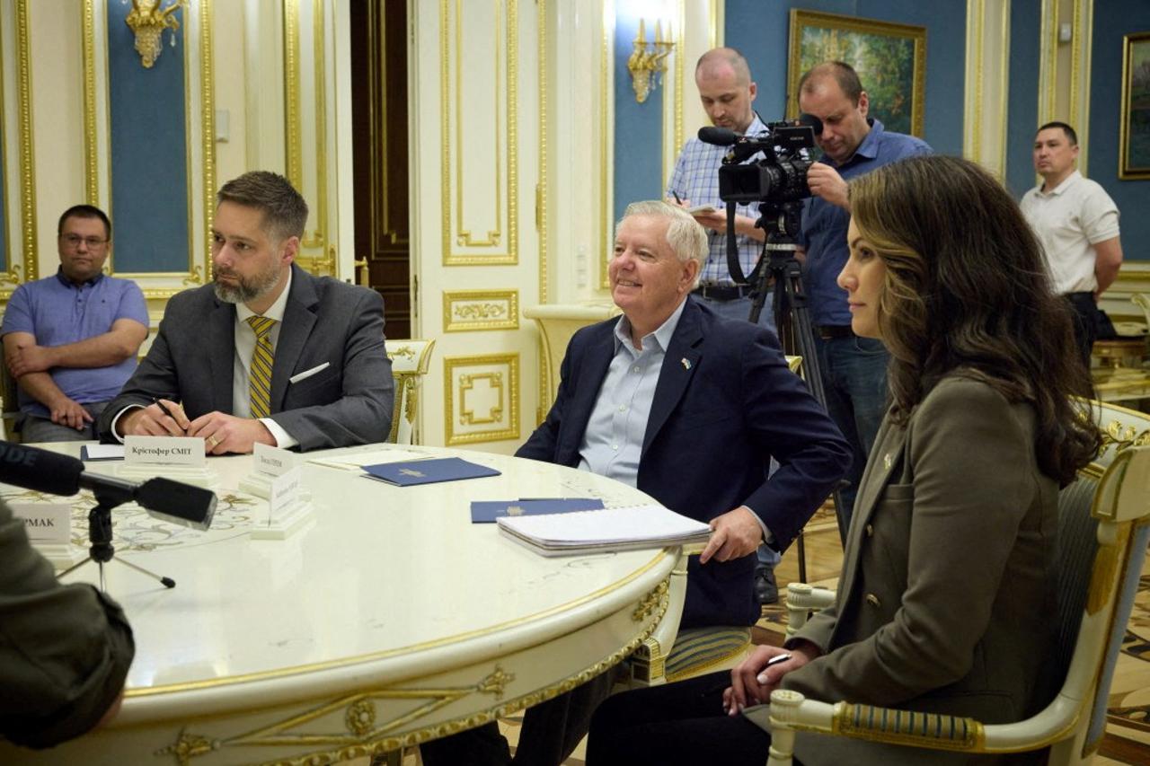 U.S. Senator Graham attends a meeting with Ukraine's President Zelenskiy in Kyiv