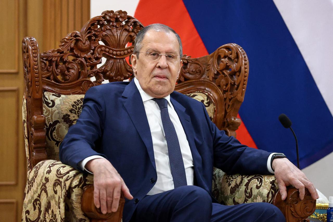 Russia's Foreign Minister Sergei Lavrov attends a meeting with Myanmar's Foreign Minister Wunna Maung Lwin in Naypyidaw
