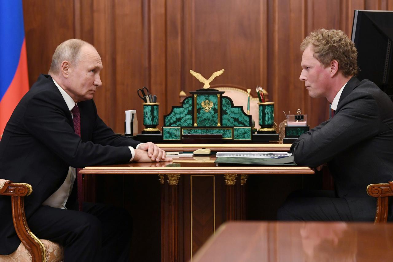 Russian President Putin meets with head of the Federal Taxation Service Egorov in Moscow