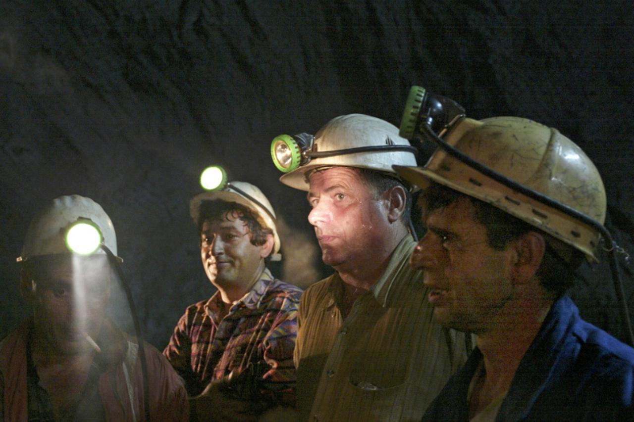 'Ethnic Albanian miners work in the Stari Trg mine, the centrepiece mine of Trepca kompleks in northern Kosovo, near by the town of Mitrovica, renewed its production on Monday for the first time after