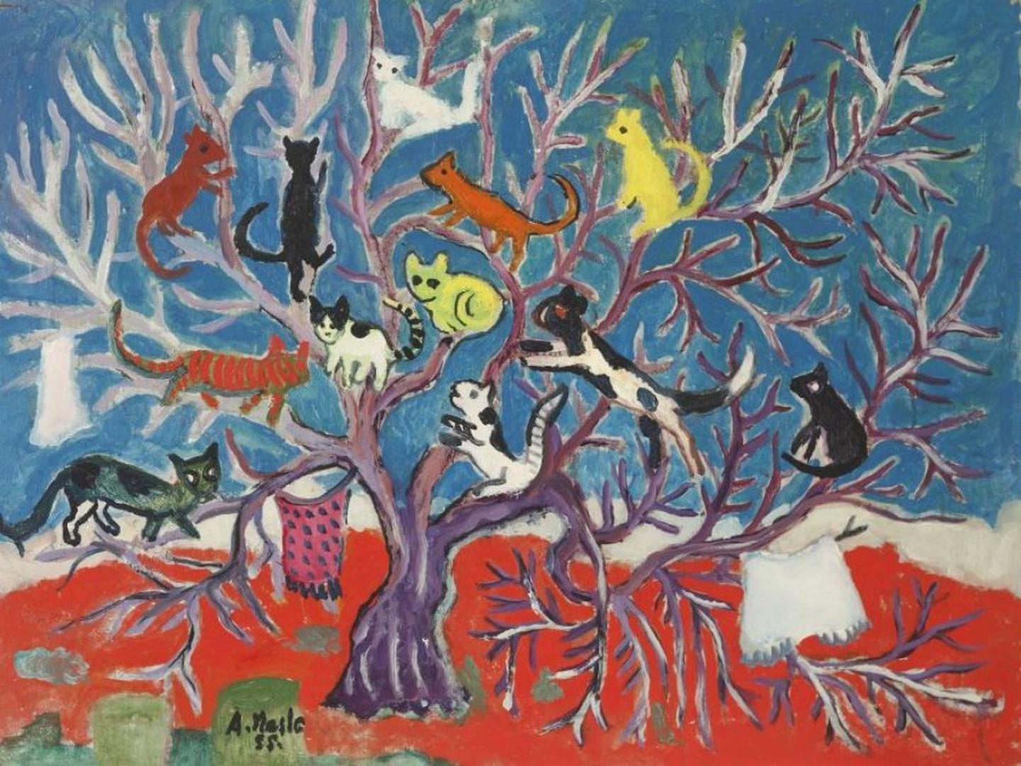 “Mačke” velikog slikara Antuna Masle iz 1955. godine. Slika je pristigla iz fundusa MMSU-a Rijeka