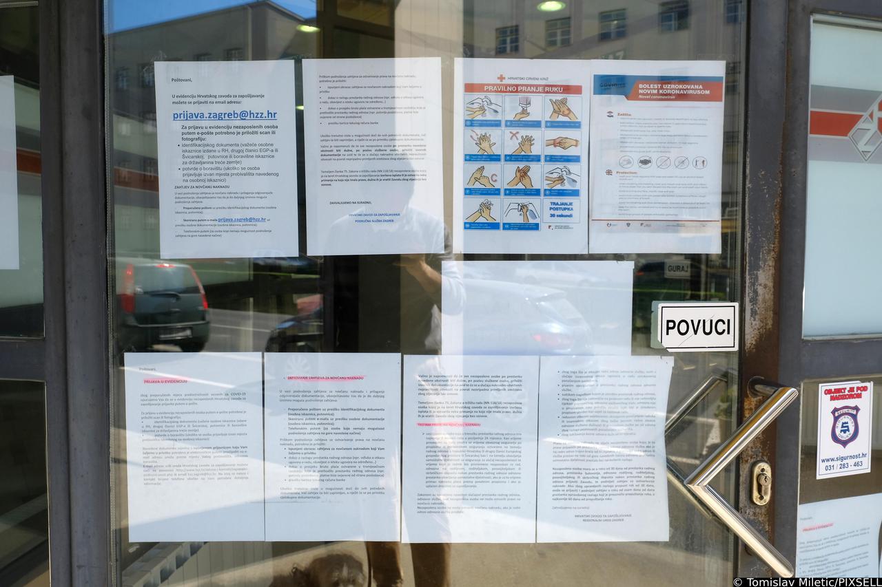 Zagreb: Zbog koronavirusa zatvoren je ured Hrvatskog zavoda za zapošljavanje