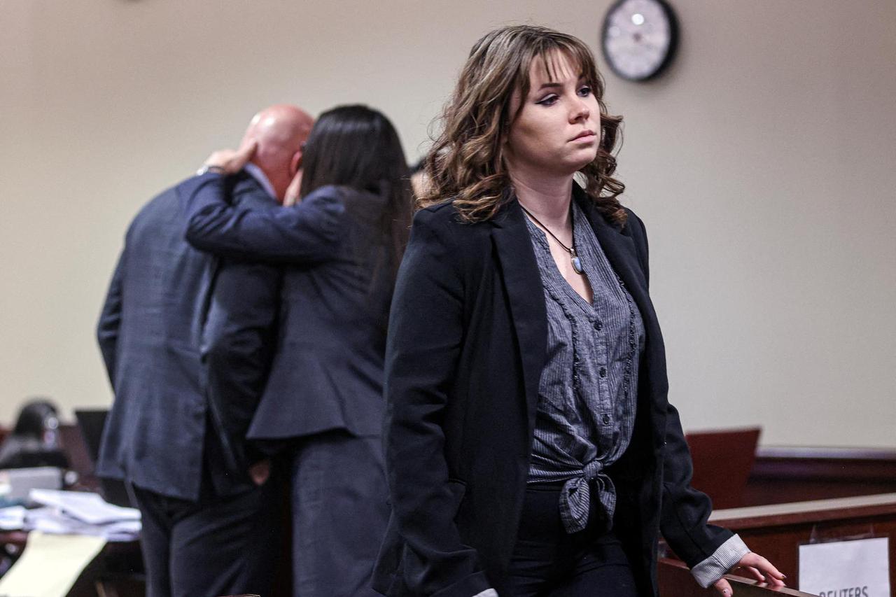 FILE PHOTO: Rust film set armorer Hannah Gutierrez-Reed leaves the courtroom during a break at the First Judicial District Courthouse in Santa Fe, NM