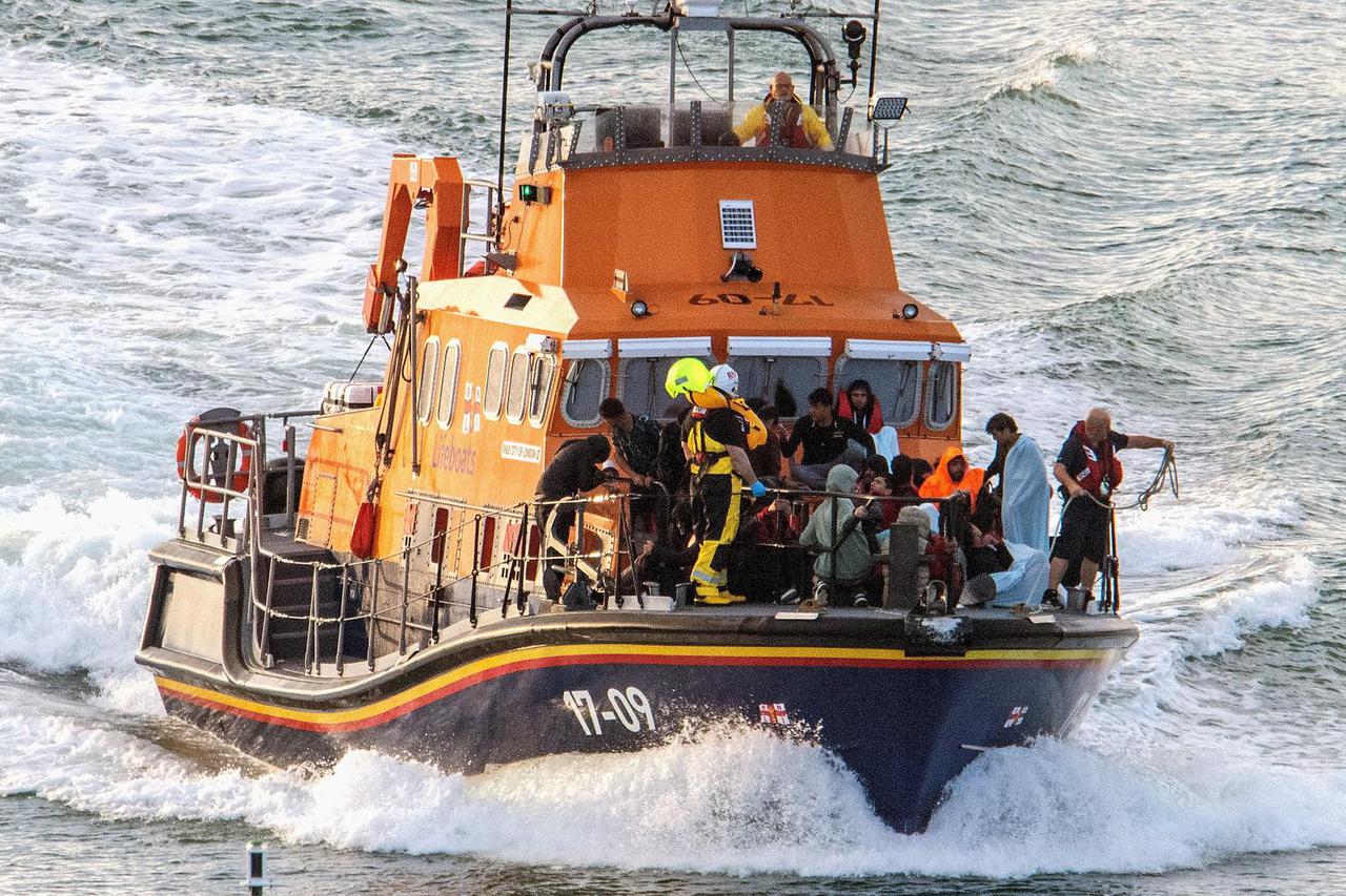 Migrants rescued from the English Channel while crossing from France arrive in Dover