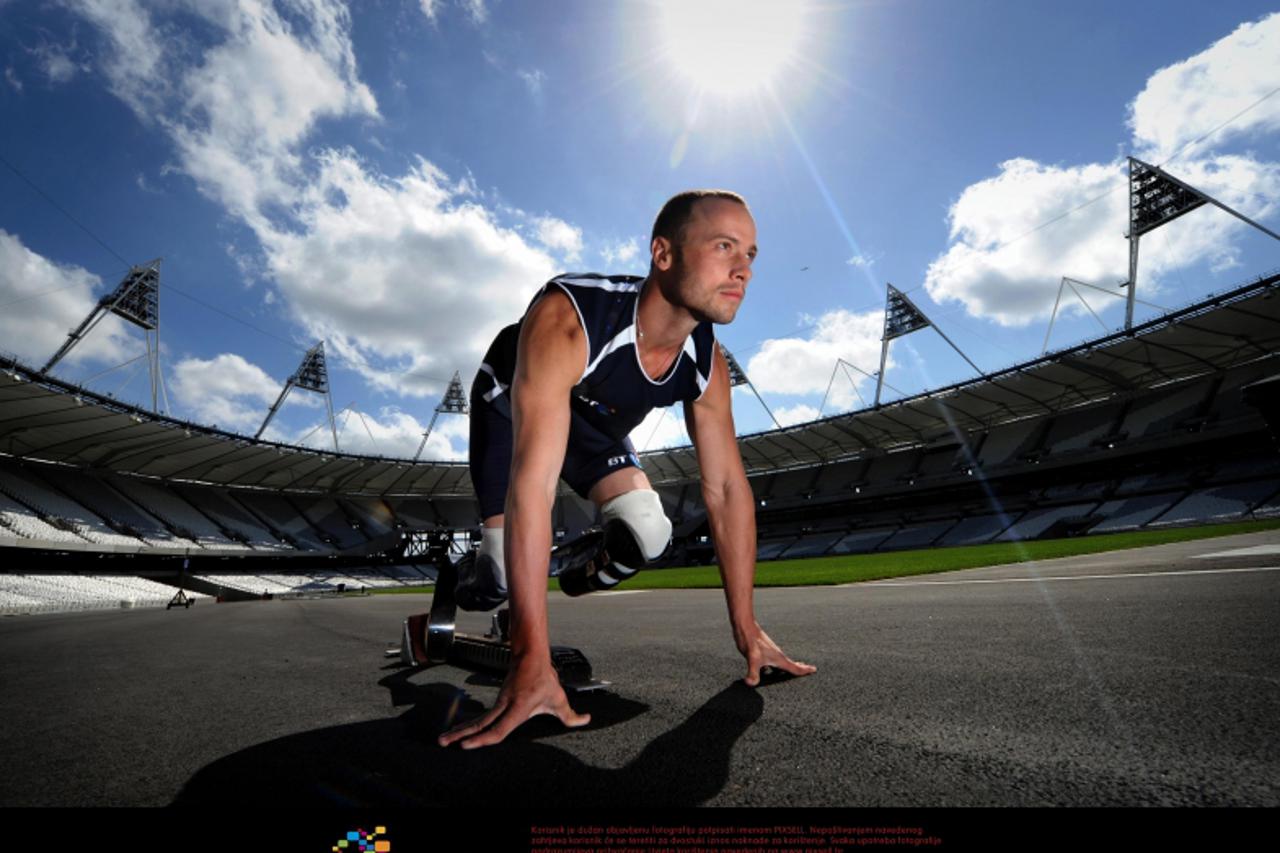 'Oscar Pistorius during the photocall at the Olympic Park in London. Photo: Press Association/Pixsell'