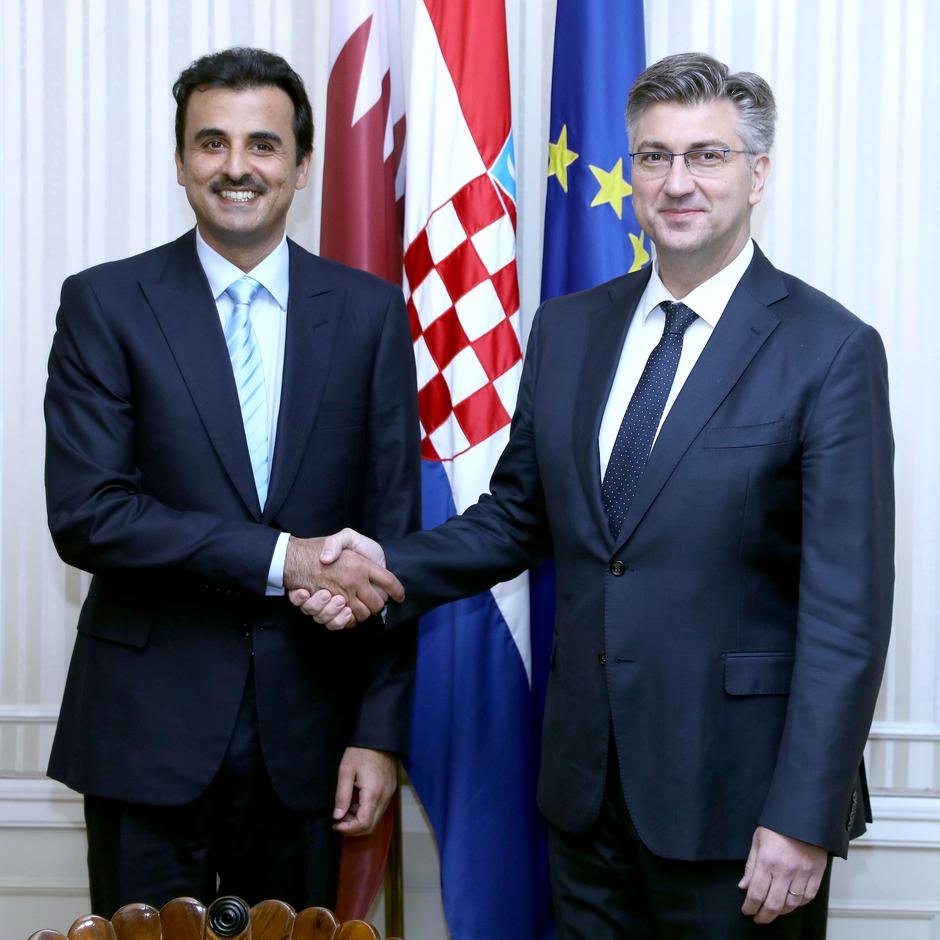 Zagreb: Plenković primio šeika Tamima bin Hamada bin Khalifa Al Thanija, emira Države Katar