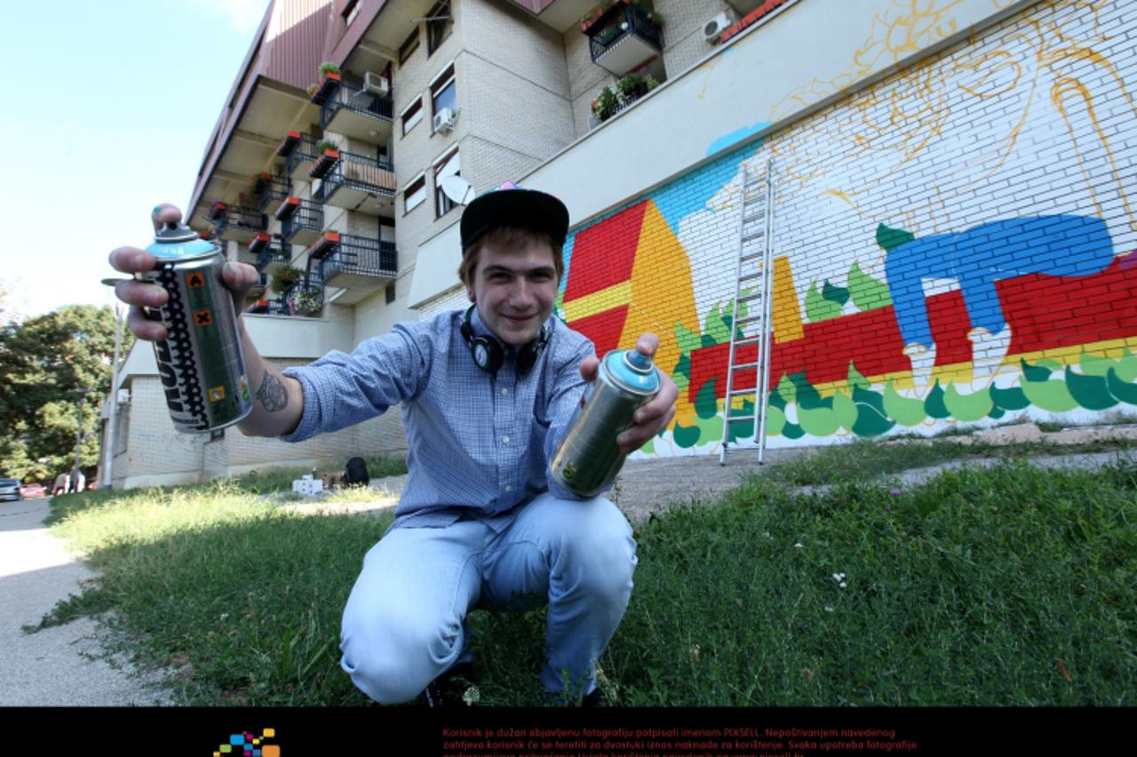 '07.09.2012., Zagreb - U okviru Muzeja ulicne umjetnosti, street artisti oslikavaju zidove ulica.  Photo: Robert Anic/PIXSELL'
