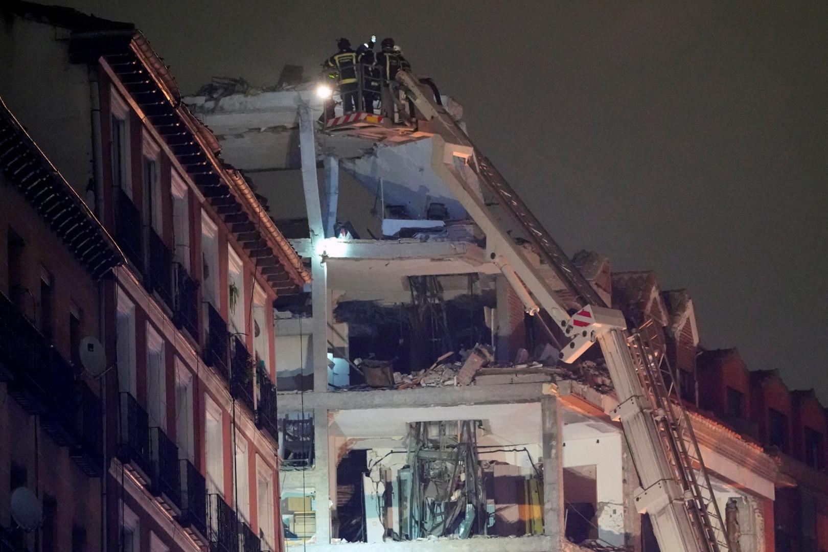 Explosion in Madrid downtown Firefighters work after a deadly explosion at a building belonging to the Catholic Church in Madrid downtown, Spain, January 20, 2021. REUTERS/Juan Medina JUAN MEDINA