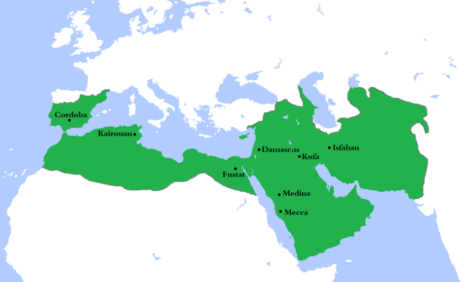 Kalifat Emevija 750.godine kada je bio najveći