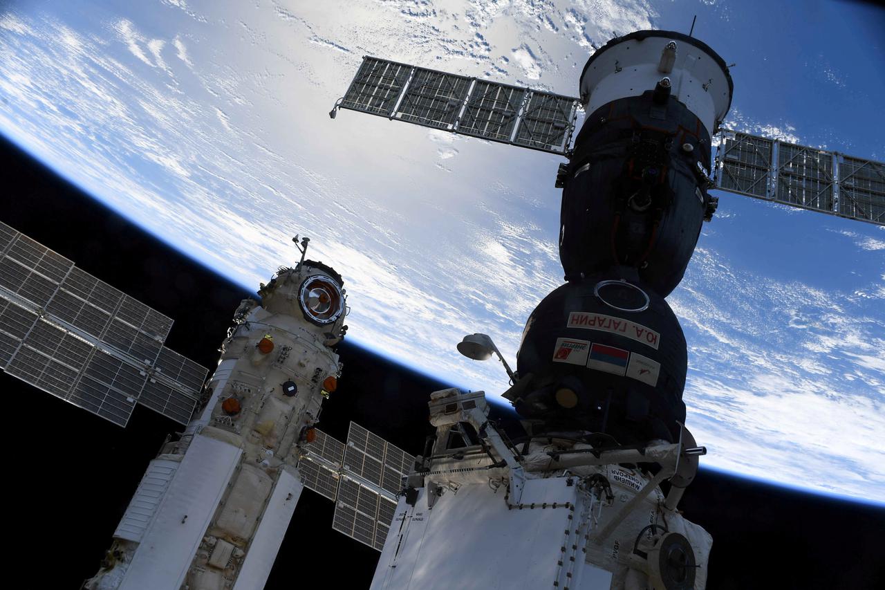 FILE PHOTO: The Nauka (Science) Multipurpose Laboratory Module is seen docked to the International Space Station (ISS)