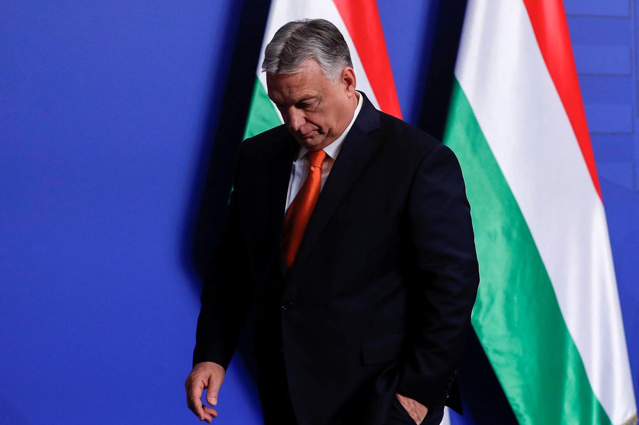 Hungarian PM Orban speaks during news conference in Budapest
