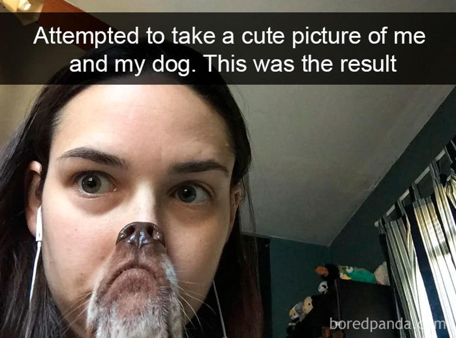"Samo sam htjela uslikati slatku sliku sa svojim psom", komentirala je vlasnica.