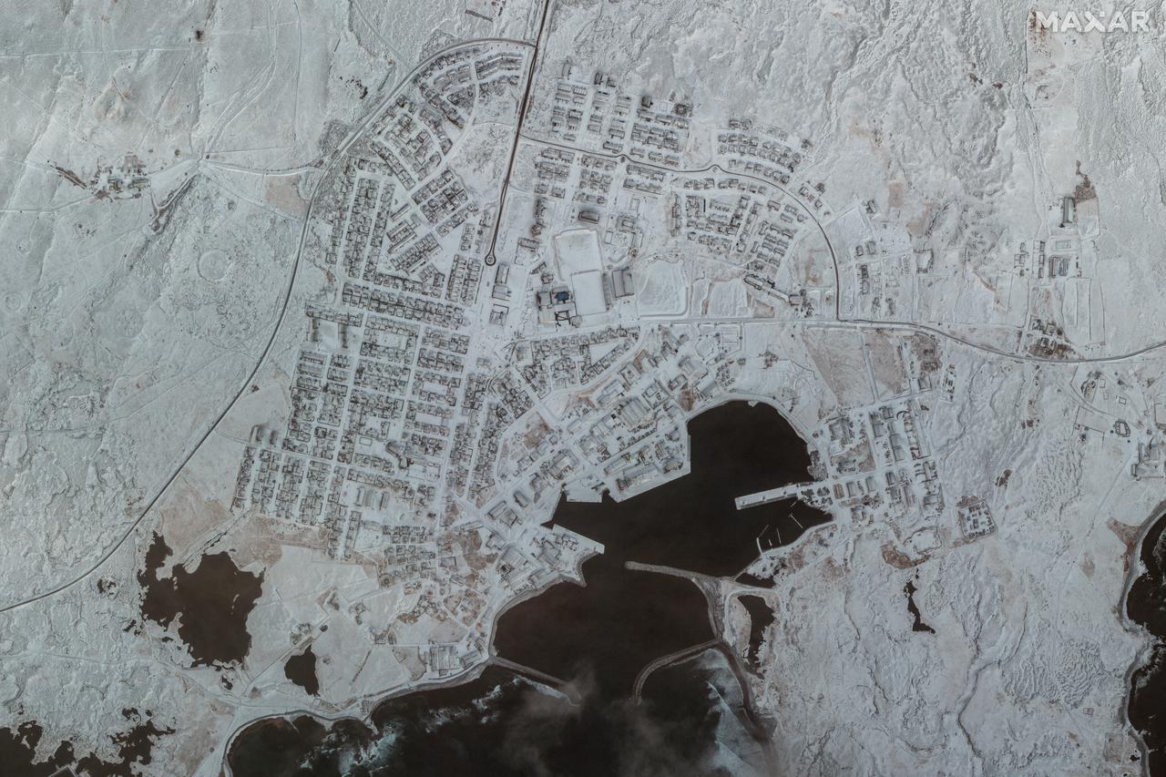 A satellite image shows an overview of Grindavik, Iceland, December 19, 2023