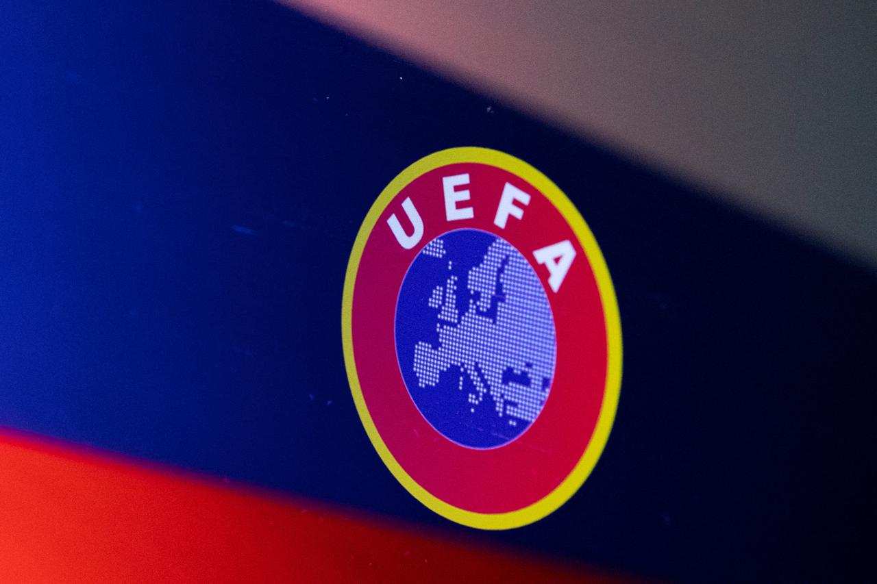 Illustration shows UEFA logo and Russian flag