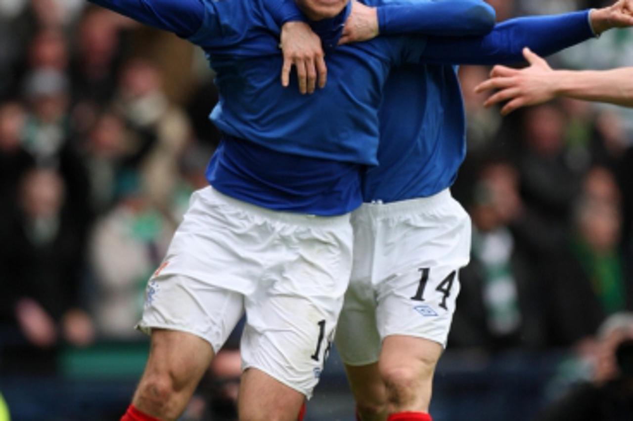 \'Rangers Nikica Jelavic celebrates the second goal during the Co-operative Insurance Cup Final at Hampden Park, Glasgow. Photo: Press Association/Pixsell\'