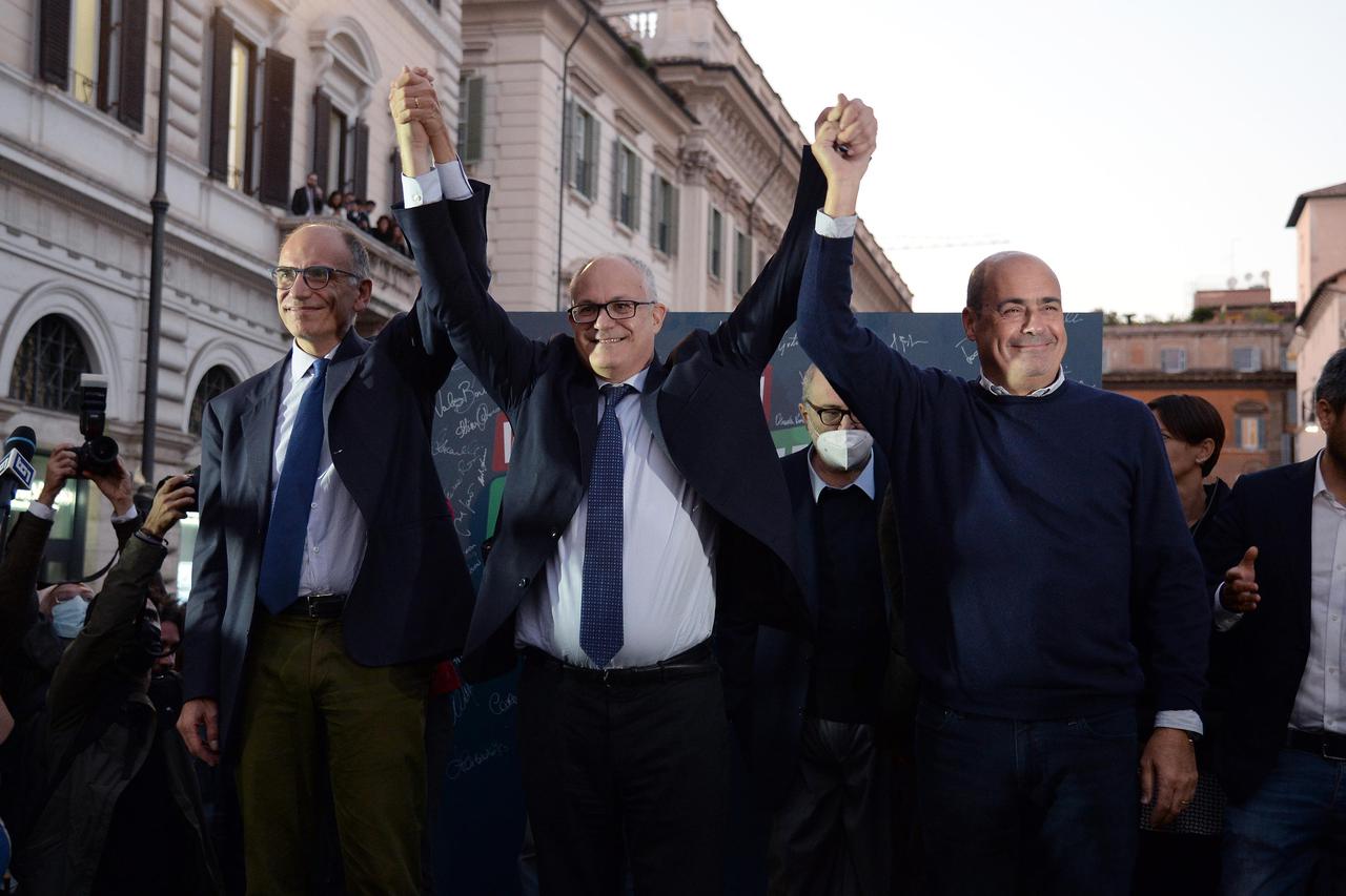 Roberto Gualtieri celebrates his election as Mayor of Rome in Piazza Santi Apostoli